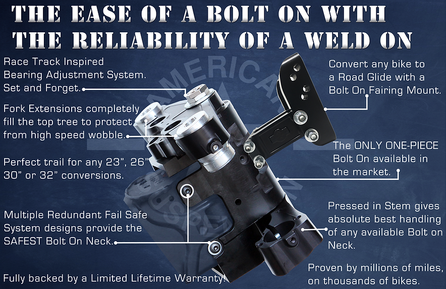 26 Touring Bolt On Big Wheel kit - 38° Rake - 1989-2024 -Also FAT23